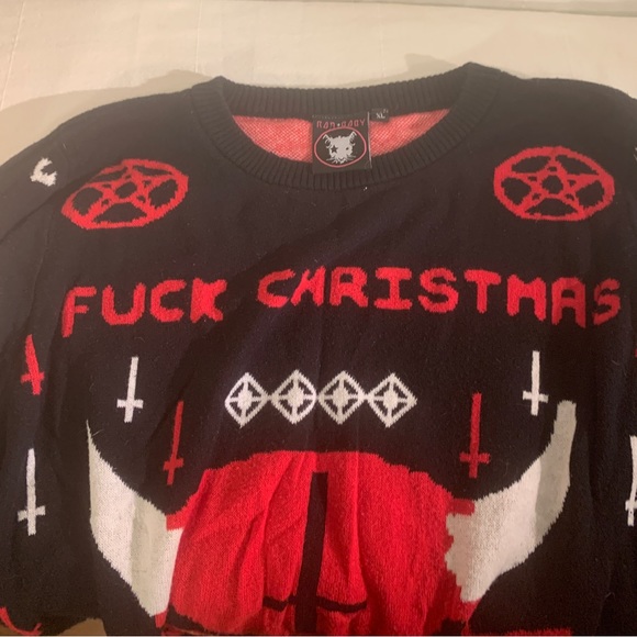Rat Baby ‘Fuck Christmas Hail Satan’ Xmas Jumper (rare UK import, discontinued) - Picture 2 of 9